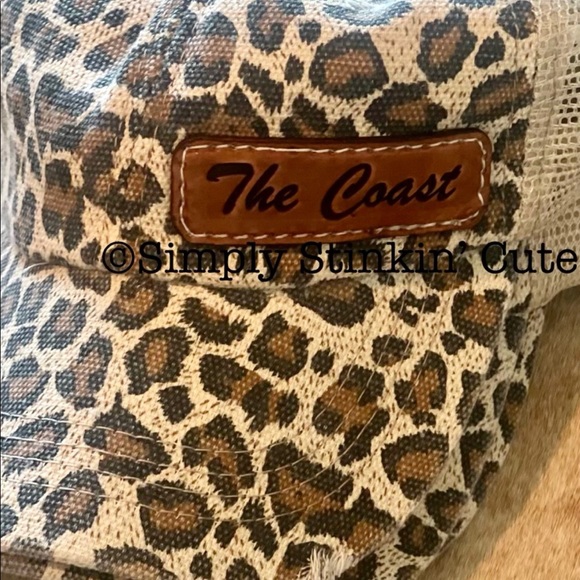 Leopard SnapBack baseball cap with customized leather patch reading “The Coast” - Picture 4 of 5